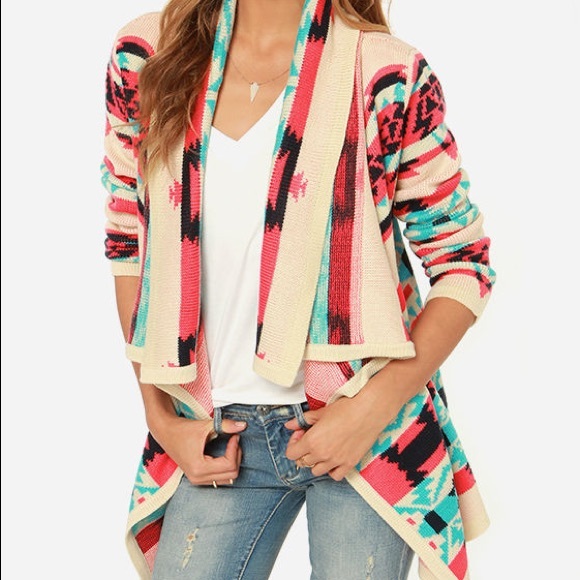 Anthro Moon Collection Aztec Drape Cardigan - Picture 13 of 16